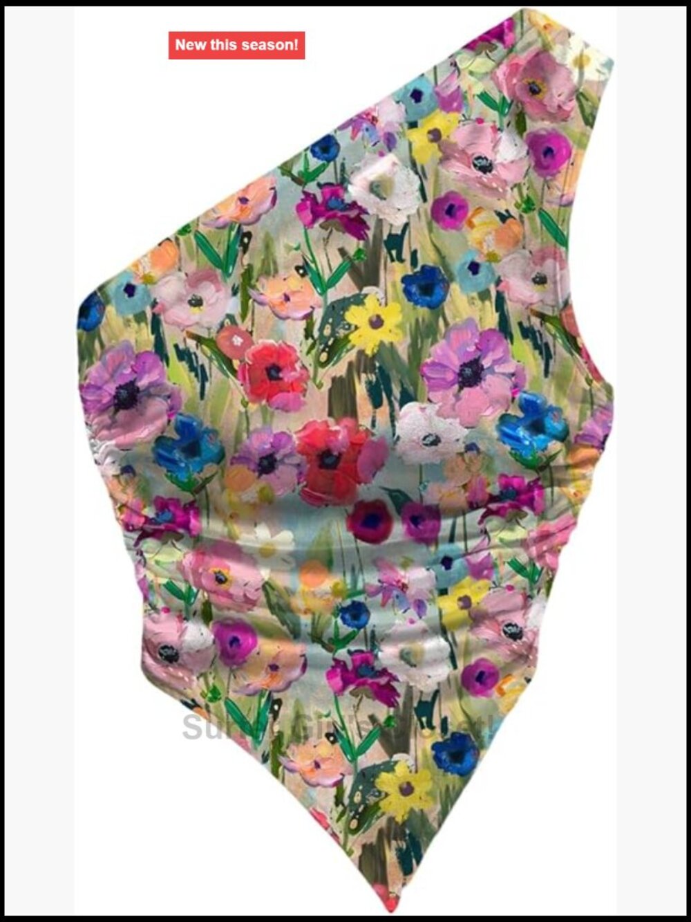 Boho Floral One Shoulder Ruched Asymmetrical Tank Top